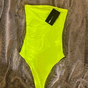 Brand new fashion nova neon yellow mesh bodysuit